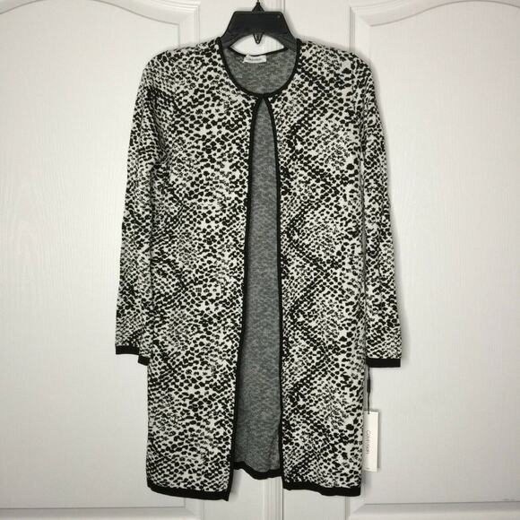 Calvin Klein Cardigan Sweater Open XS Animel Print Straight Hem NEW OVERSIZED - Picture 3 of 8